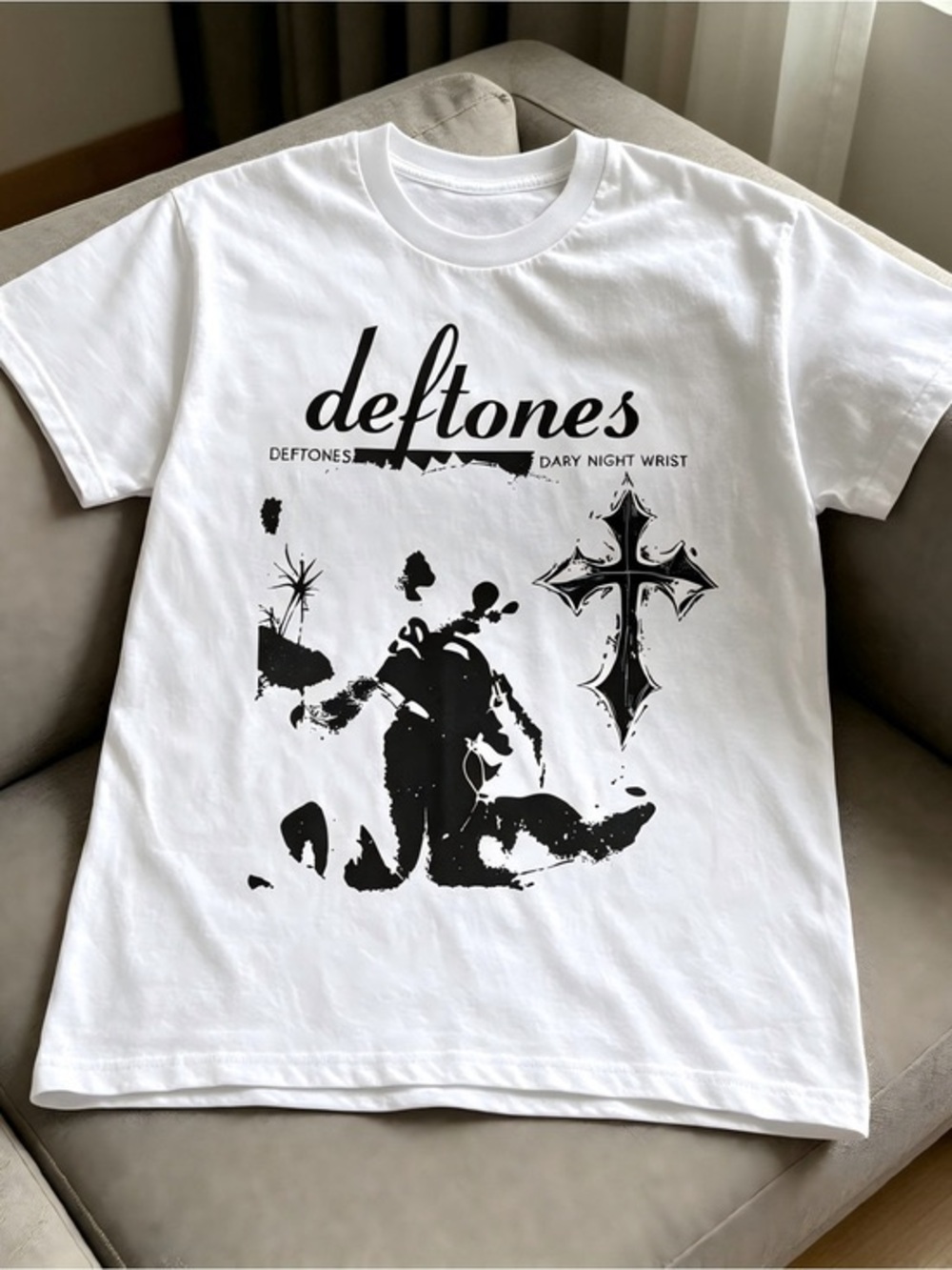 Deftones Graphic Band Tee - White with Black Print